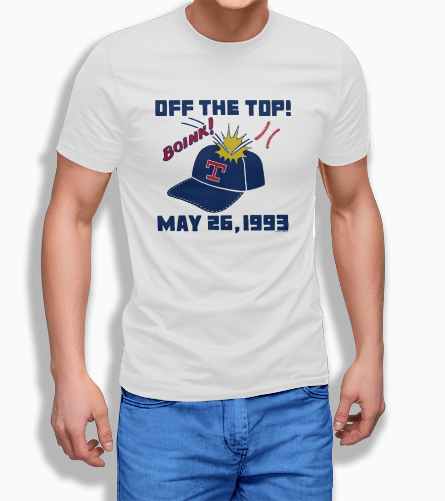 Texas Rangers Off The Top Boink May 26 1993 Baseball Cap Explosion Shirt