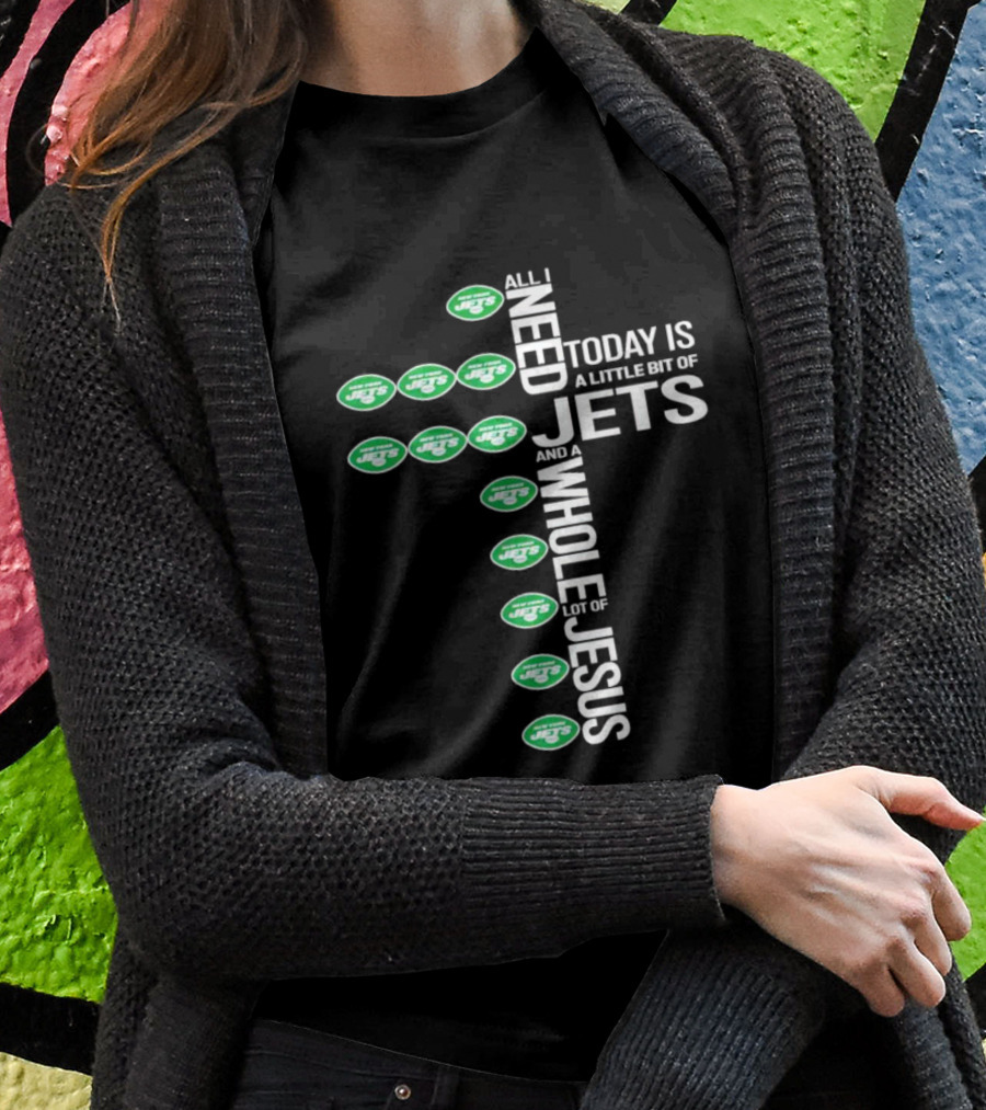 New York Jets Little Bit Whole Lot Jesus Cross Shirt