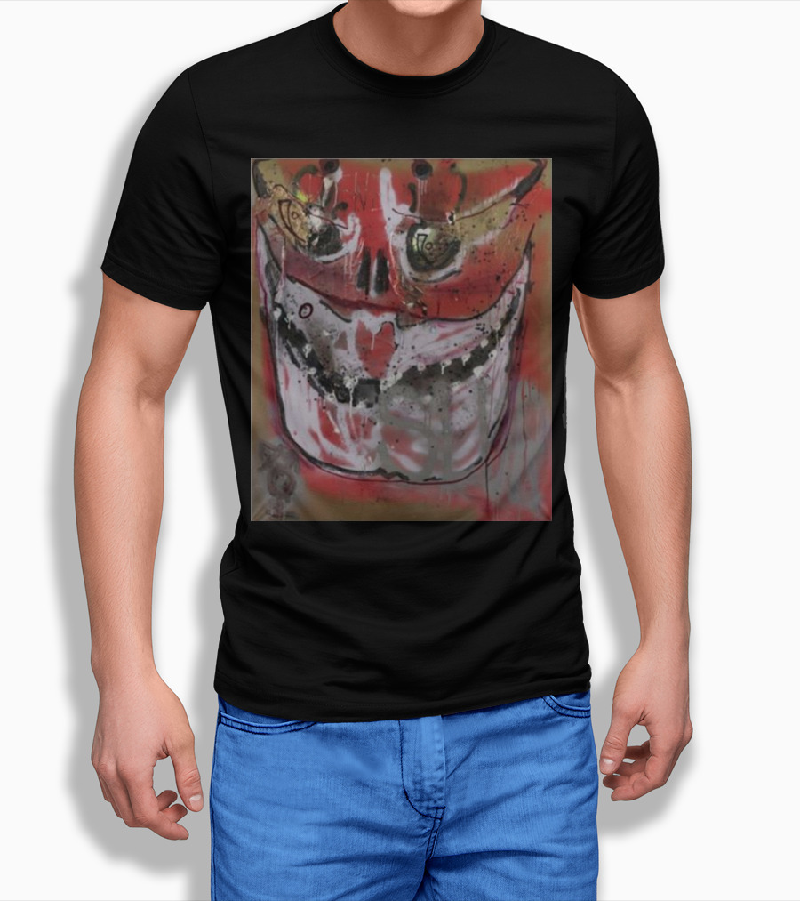 Arca1000000 3 Ss Grinning Skull Artwork With Splattered Colors Shirt