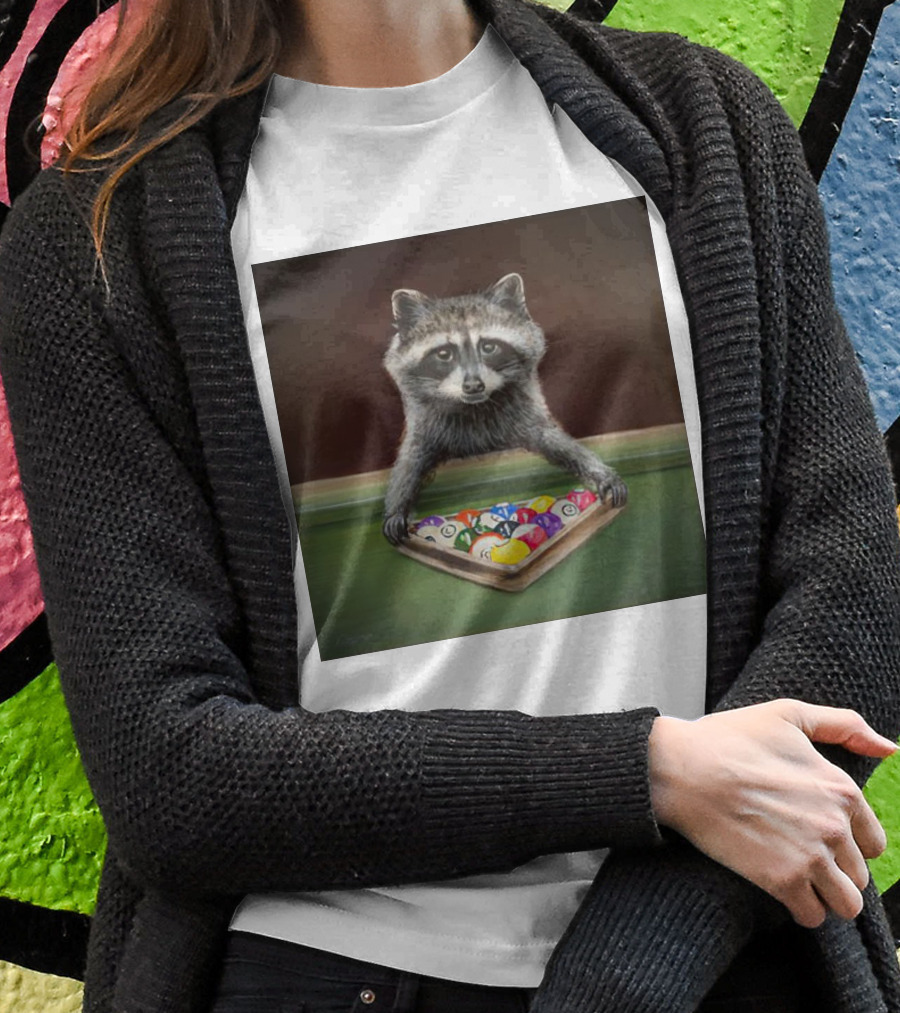 Raccoon Racking Billiard Balls Pool Table Setup Shirt
