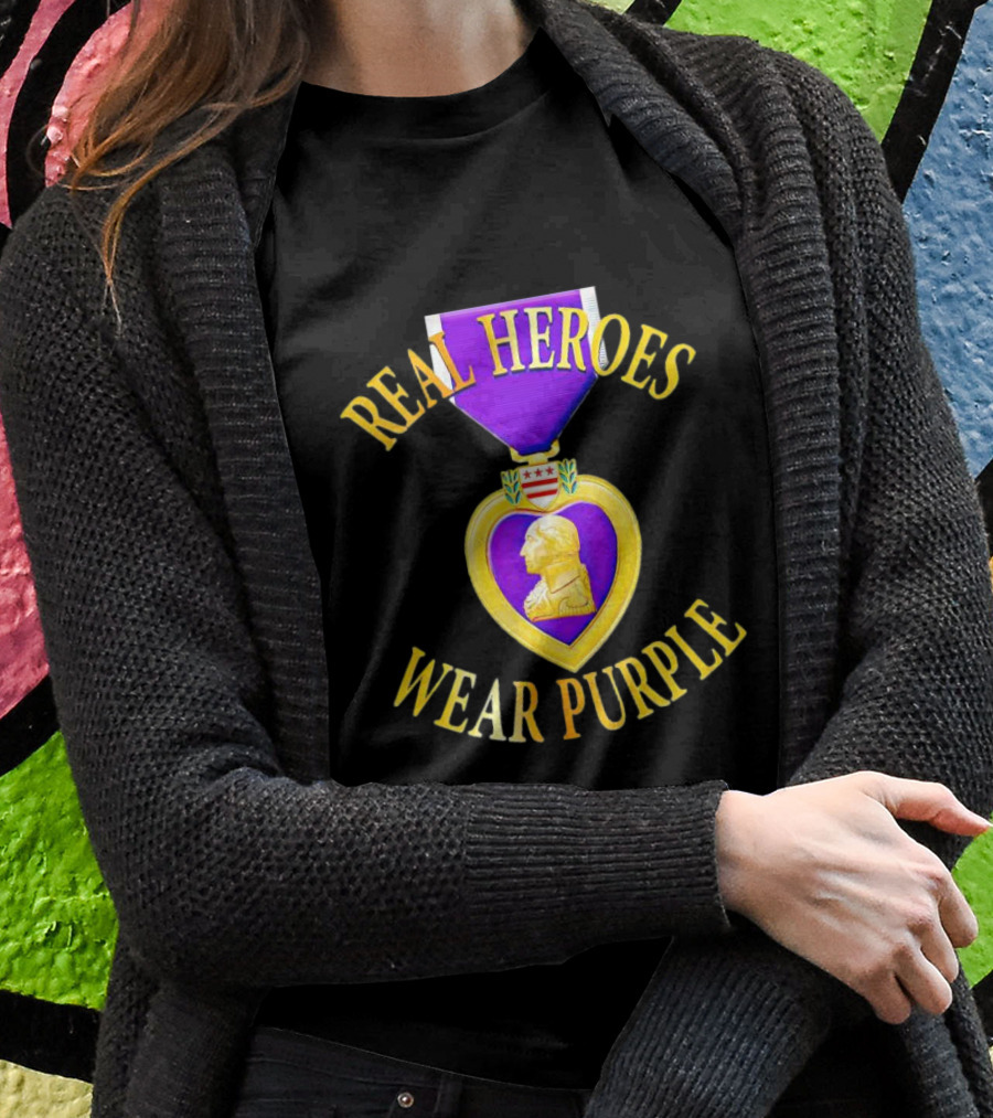 Real Heroes Wear Purple Heart Day Shirt