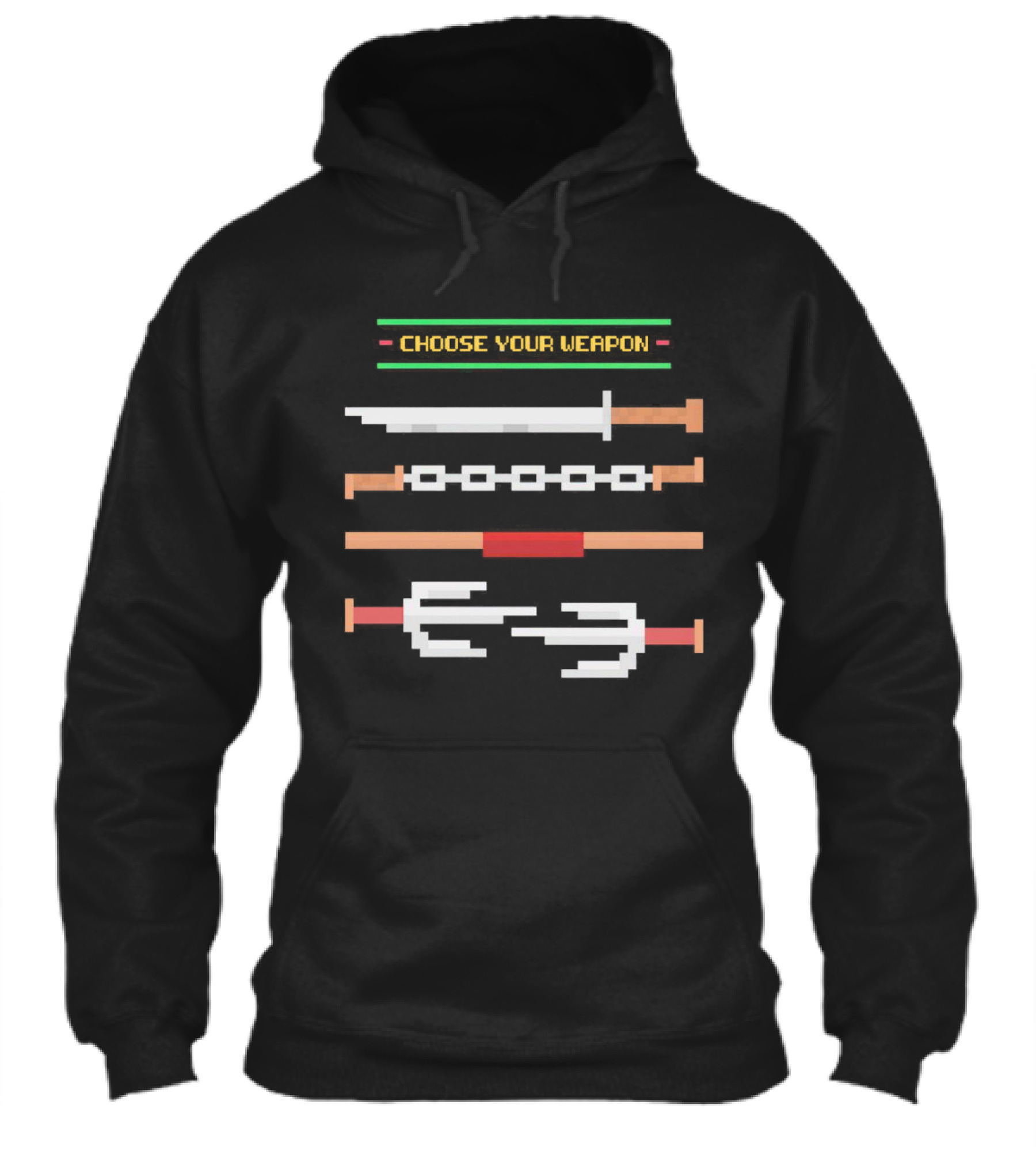 Choose Your Weapon 8Bit Swords Nunchucks Sai Pixel Shirt