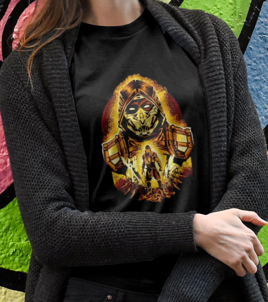 Mortal Kombat Scorpion Battle Stance Fiery Warrior Shirt