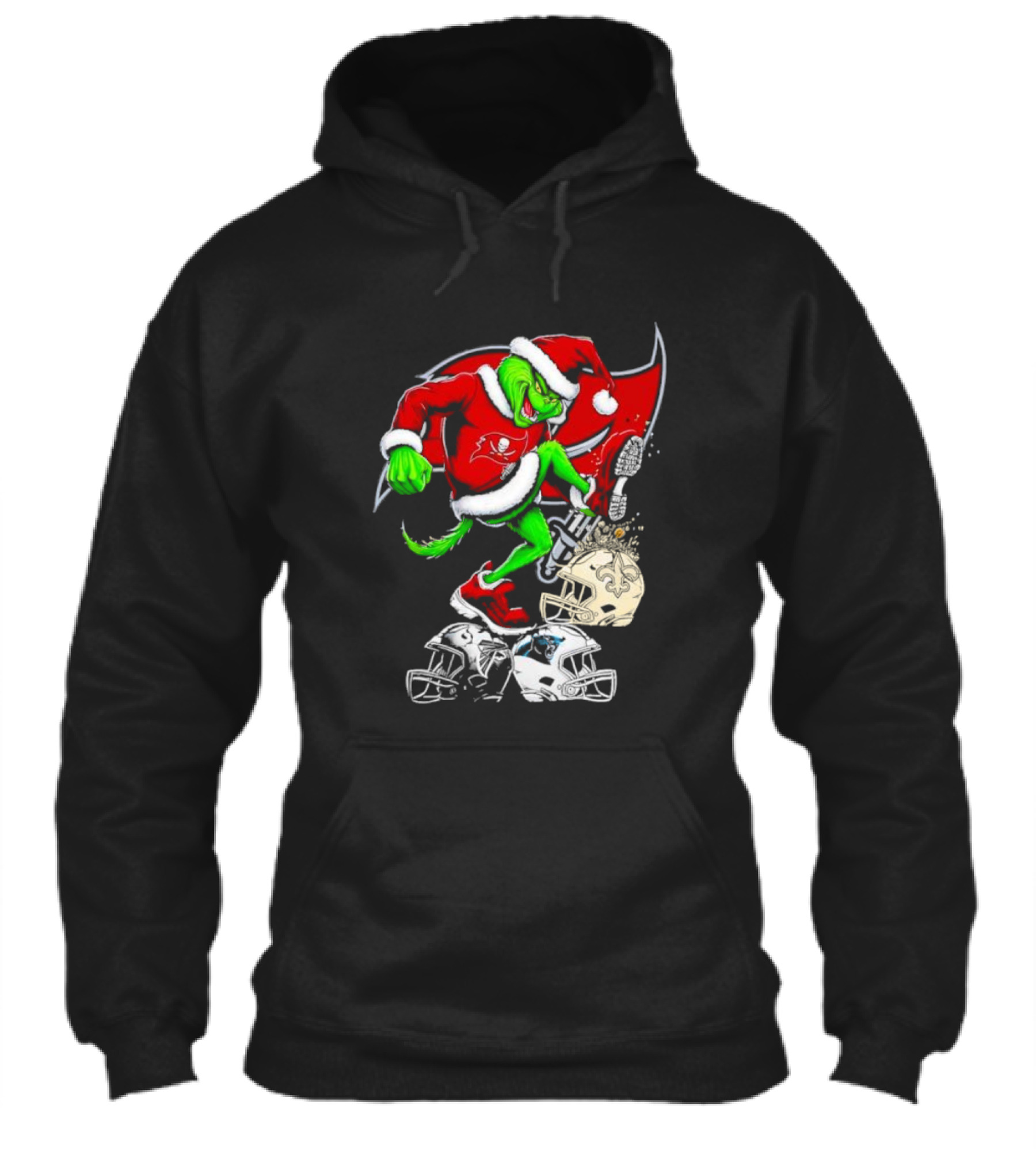 Tampa Bay Buccaneers Grinch Santa Stomping Nfl Helmets Funny Christmas Shirt