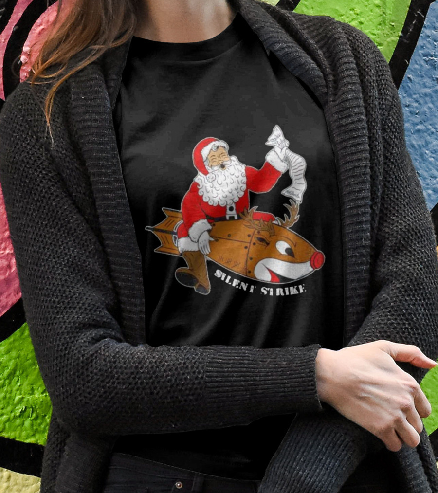 Silent Strike Santa Claus Riding Reindeer Rocket Shirt