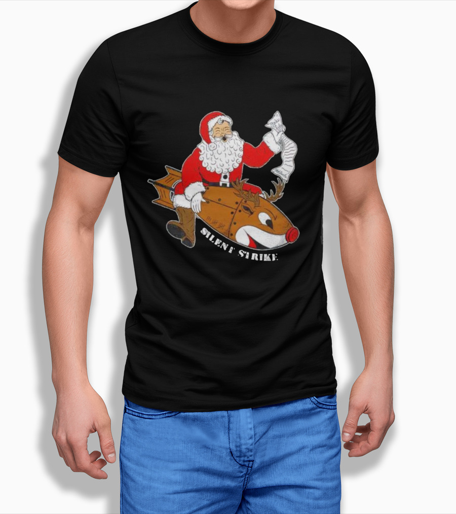 Silent Strike Santa Claus Riding Reindeer Rocket Shirt