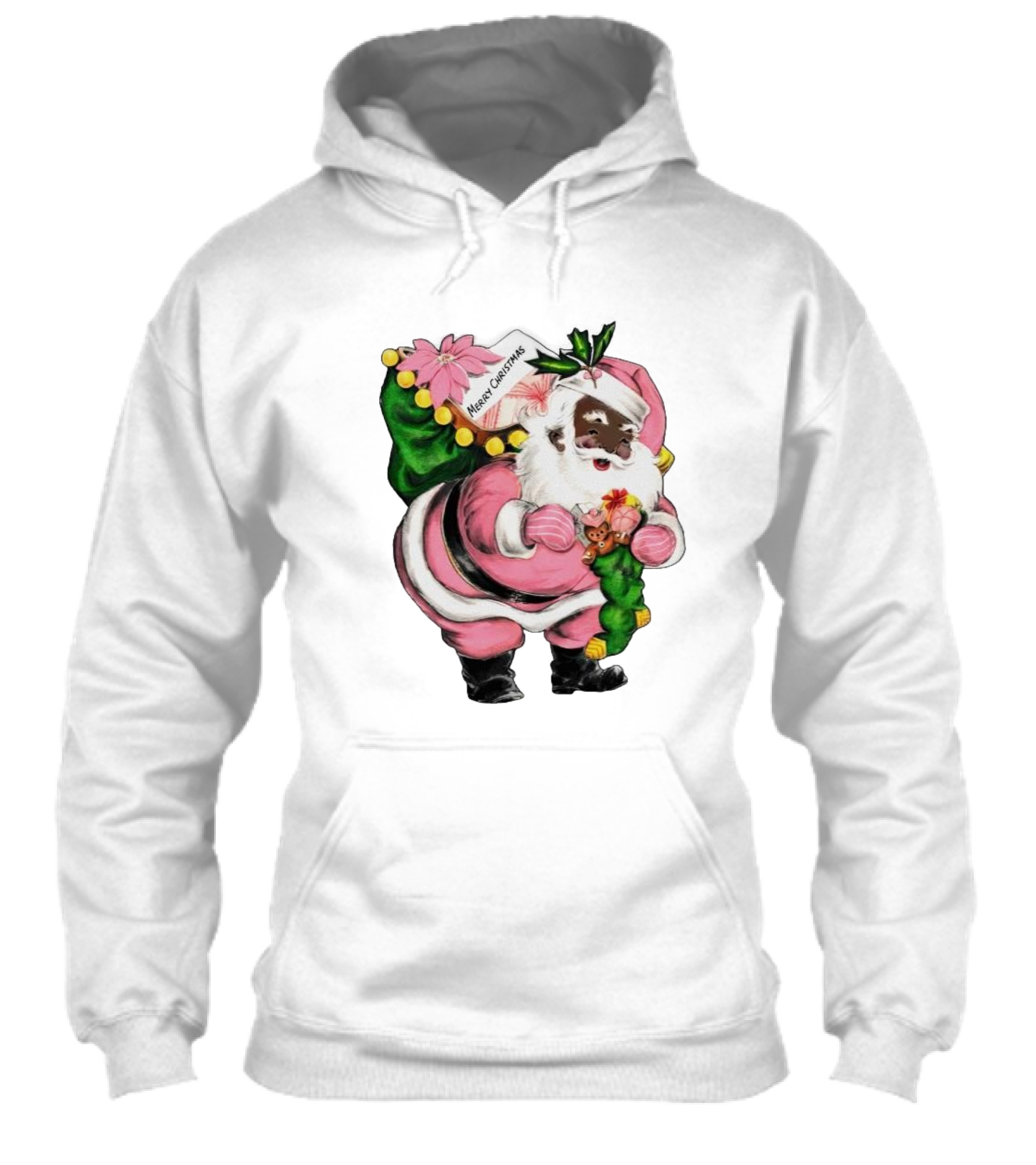 Merry Christmas Santa Claus Wear Pink Outfit With Sack And Toys Shirt
