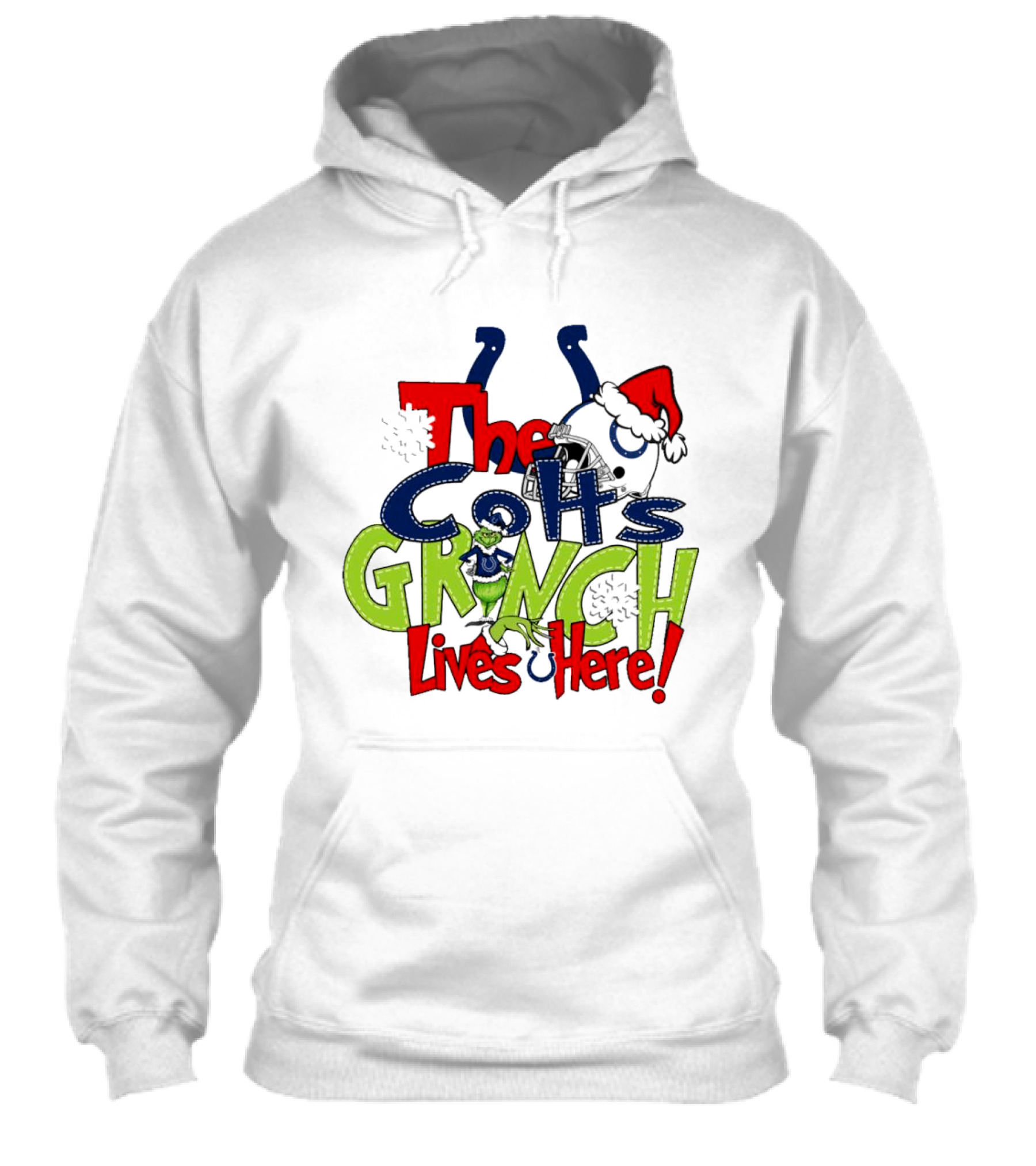 The Colts Grinch Lives Here Christmas Helmet Santa Hat Shirt