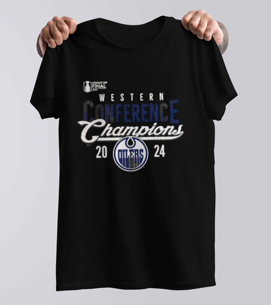 Edmonton Oilers Western Conference Champions 2024 Lets Go Oilers Nhl Players Name Skyline Shirt