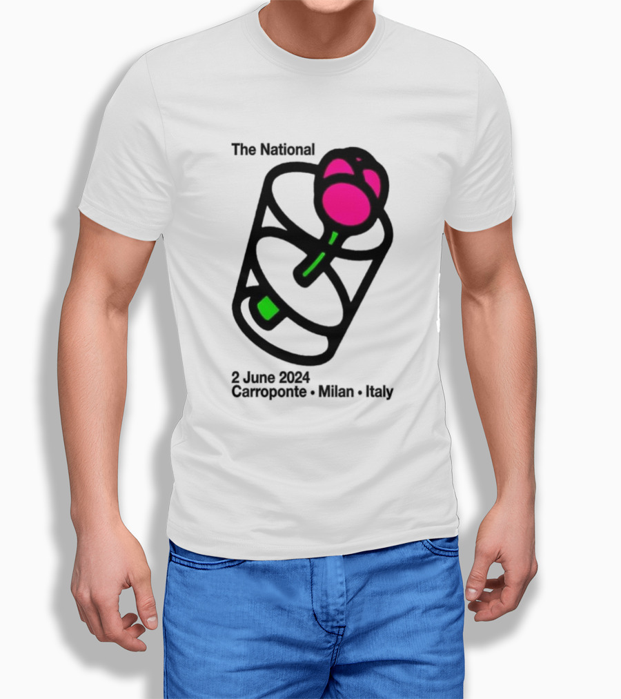 The National 2 June 2024 Carroponte Milan Italy Concert Event Poster With Rose Shirt