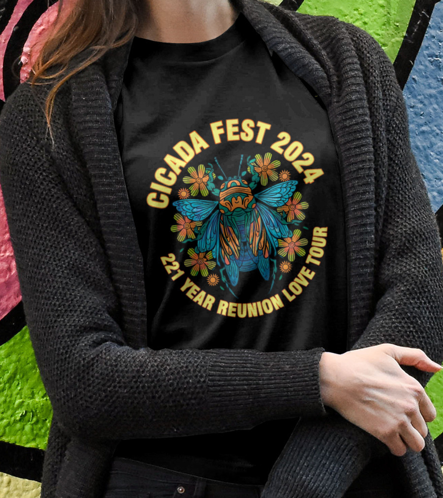 Cicada Fest 2024 221 Year Reunion Love Tour Floral Cicada Wings Shirt