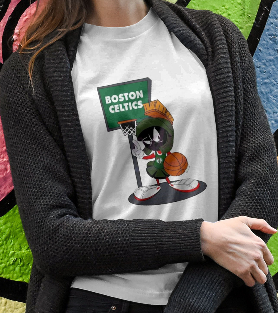 Boston Celtics Looney Tunes Marvin The Martian Basketball Hoop Shirt