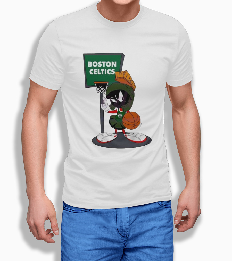 Boston Celtics Looney Tunes Marvin The Martian Basketball Hoop Shirt