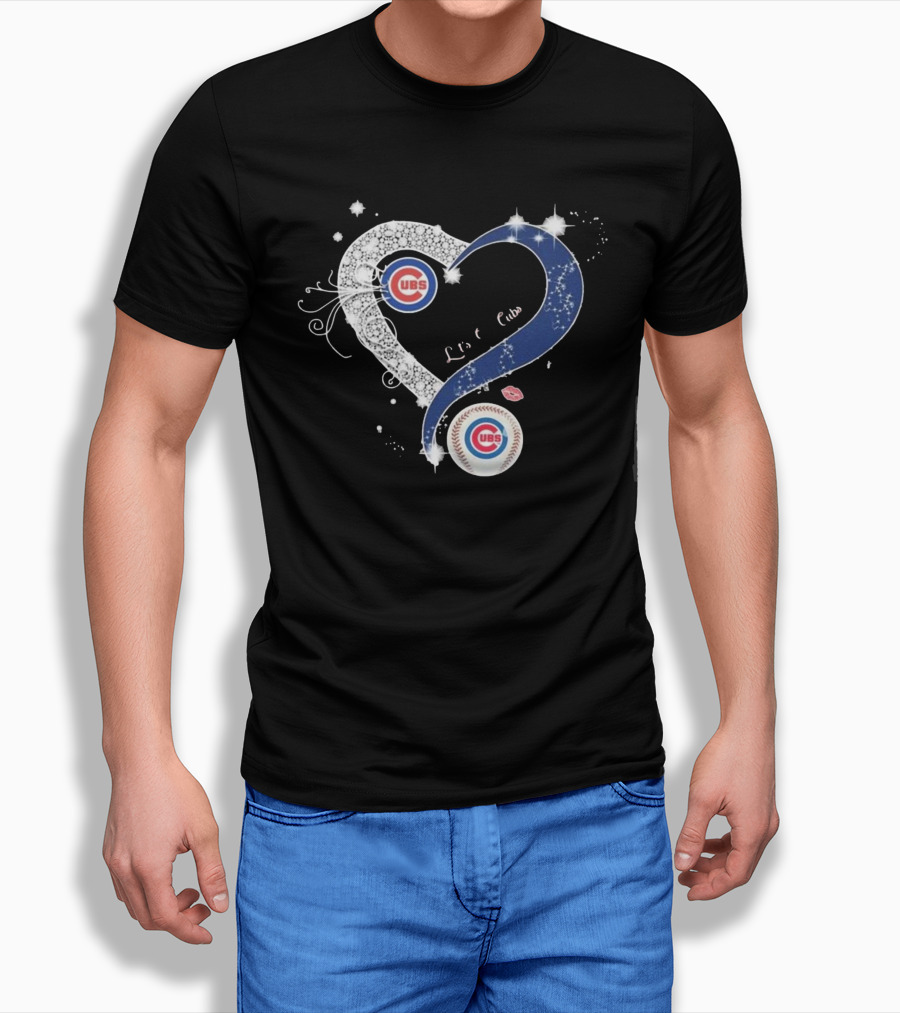 Chicago Cubs Love Heart Diamond 2024 True Fan Lets Go Cubs Shirt