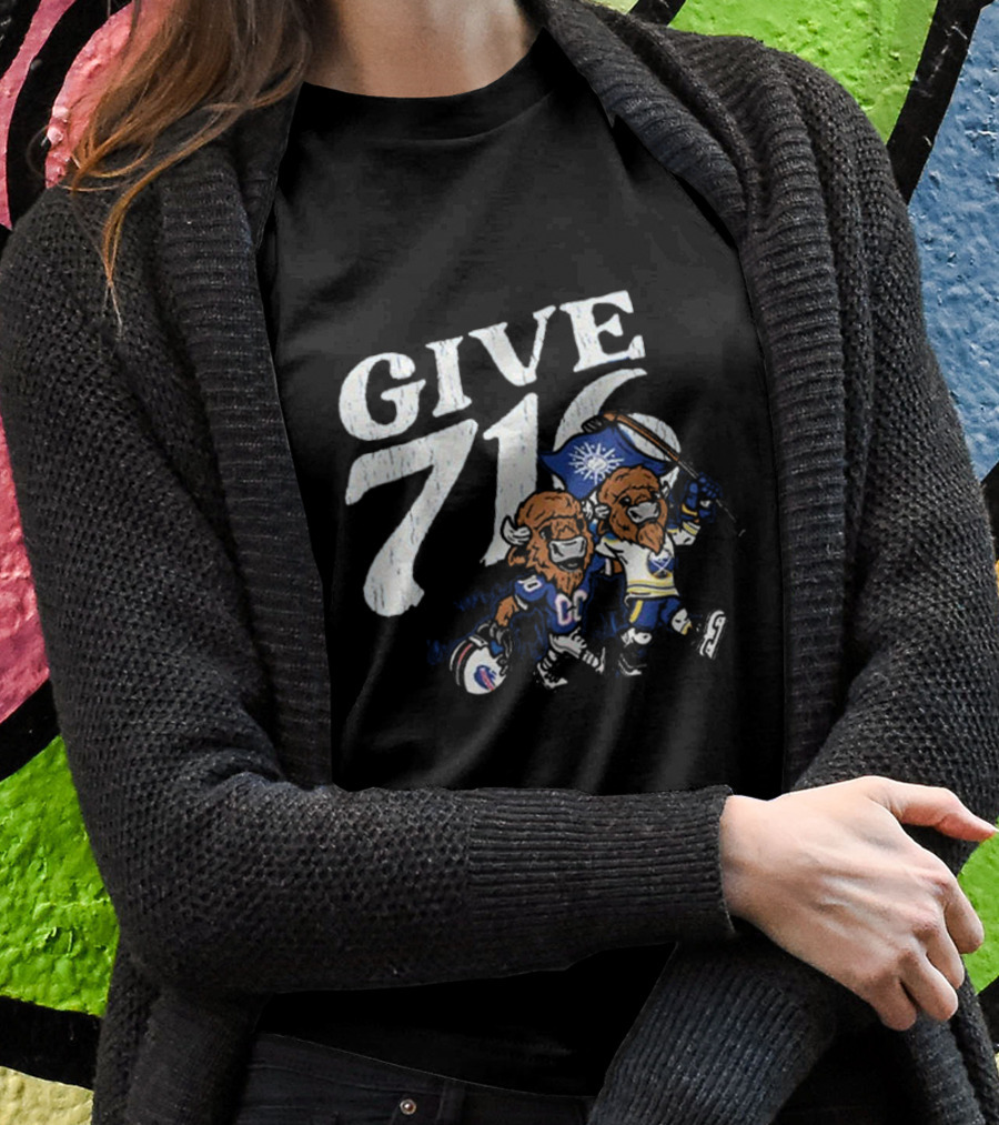 Buffalo Bills Sabres Give 716 Bison Characters Football Hockey Flag Shirt