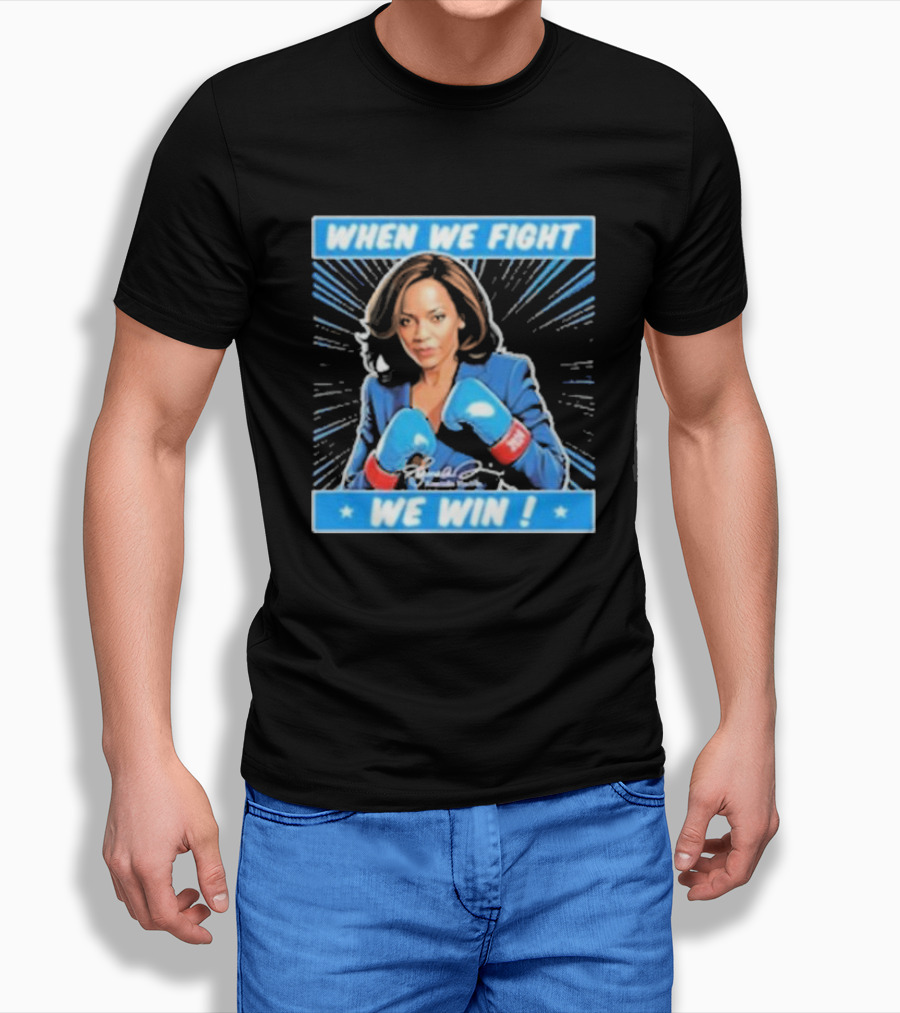 When We Fight We Win Kamala Boxing Blue Shirt