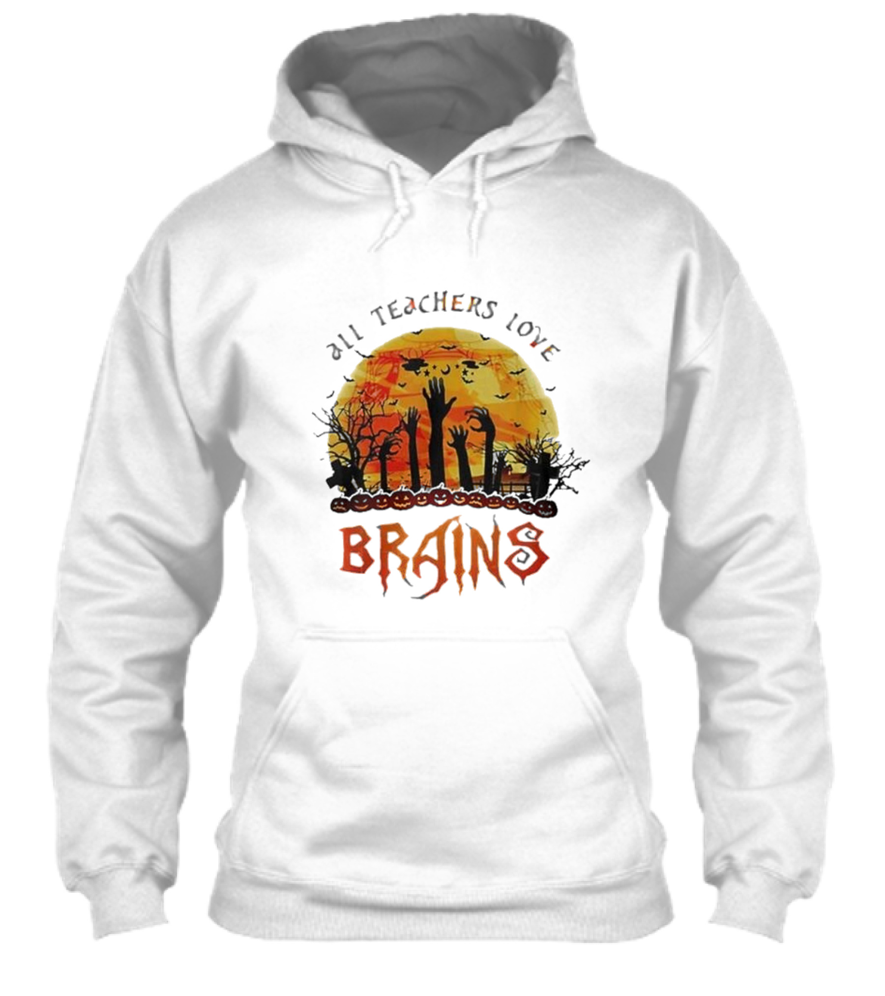 All Teachers Love Brains Halloween Costume Teaching Spooky Moon Scene Shirt
