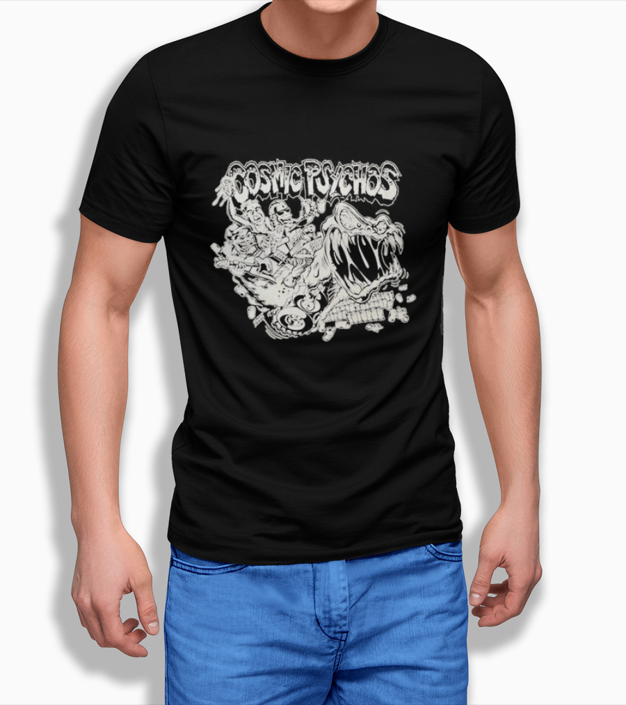 Cosmic Psychos Band Vintage Style Graphic Monsters Music Shirt