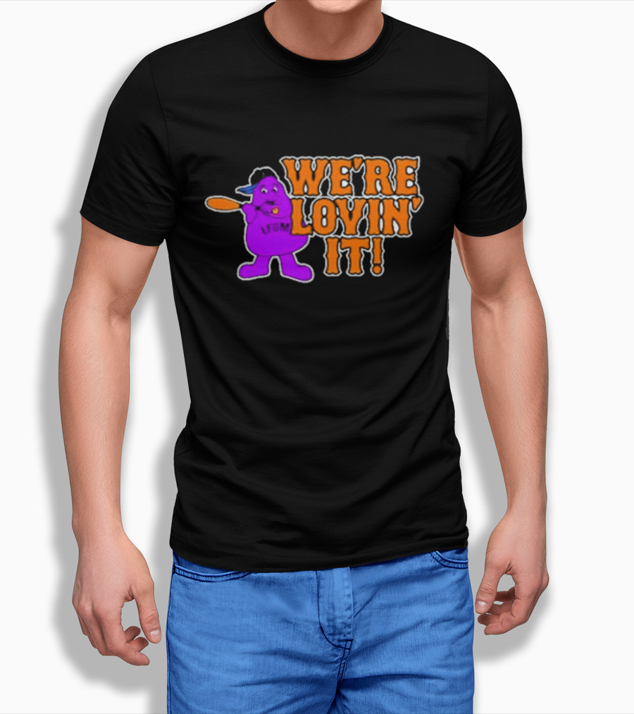 Mets Grimace Were Lovin It Baseball Shirt