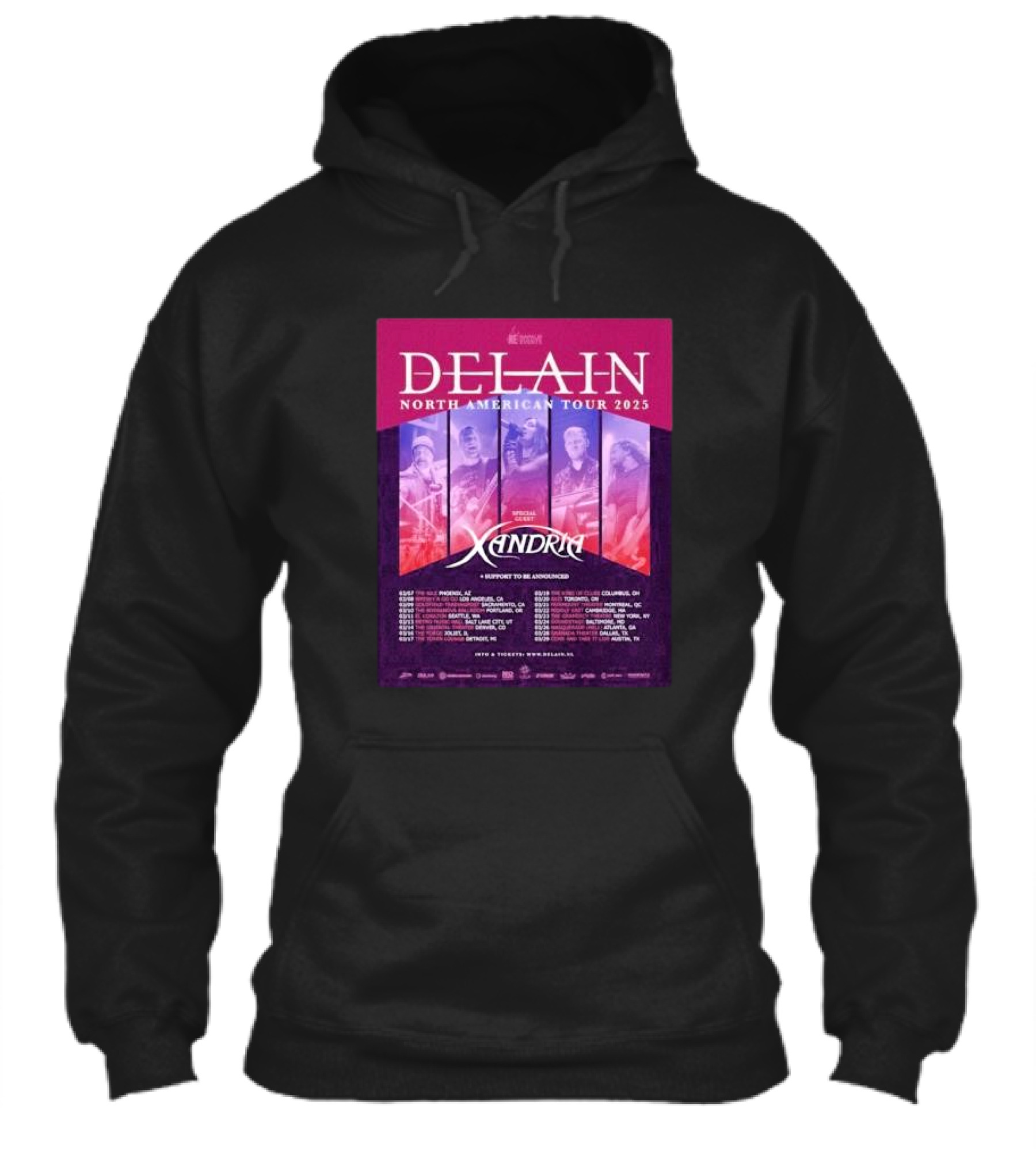 Delain North American Tour 2025 Featuring Xandria Special Guest Shirt