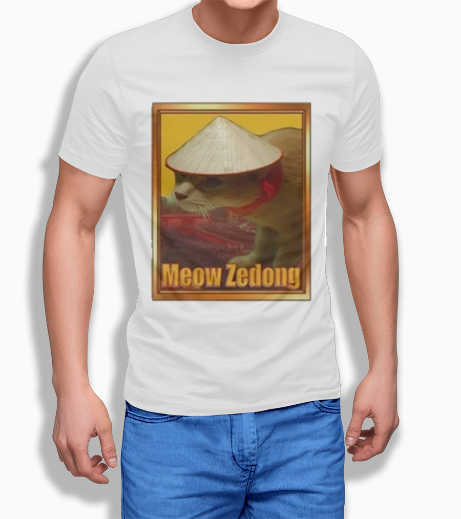 Funny Ahh Tees Meow Zedong Cat With Hat Shirt