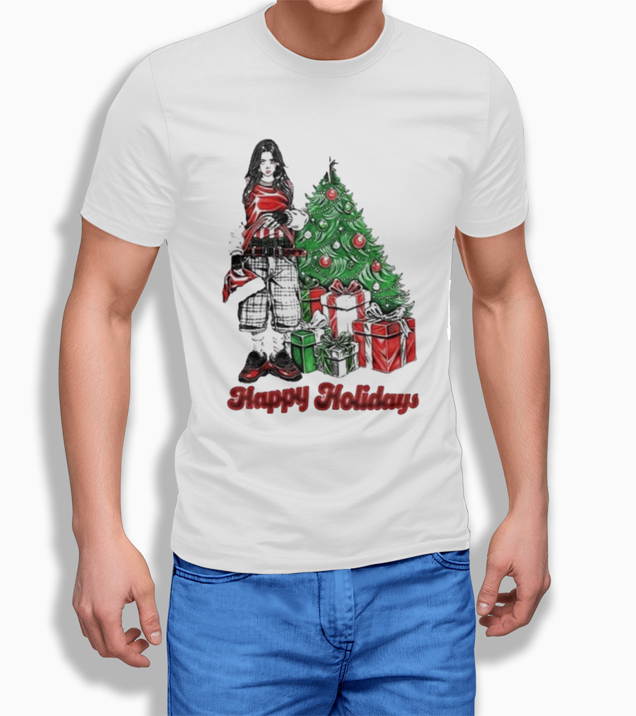 Billie Eilish Happy Holidays Christmas Tree Presents Shirt