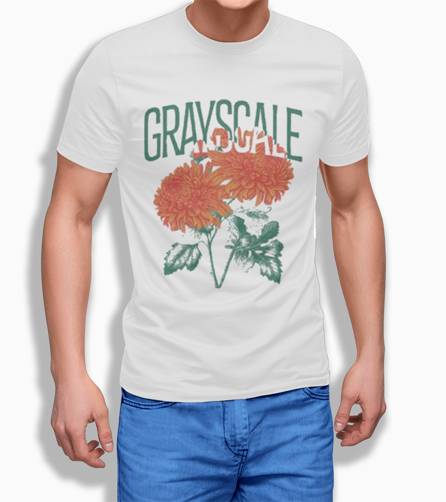 Grayscale Vintage Flower Logo Shirt