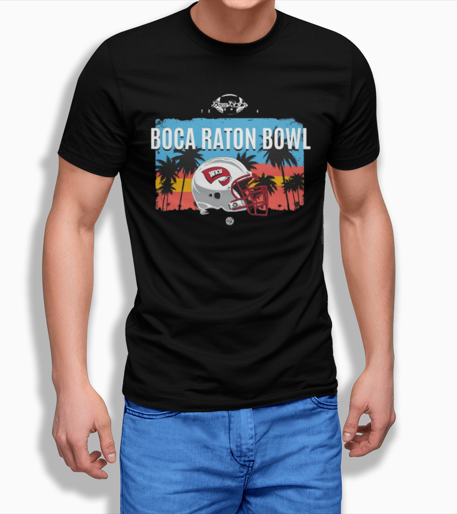 Boca Raton Bowl 2024 Western Kentucky Wku Helmet Palm Trees Sunset Shirt