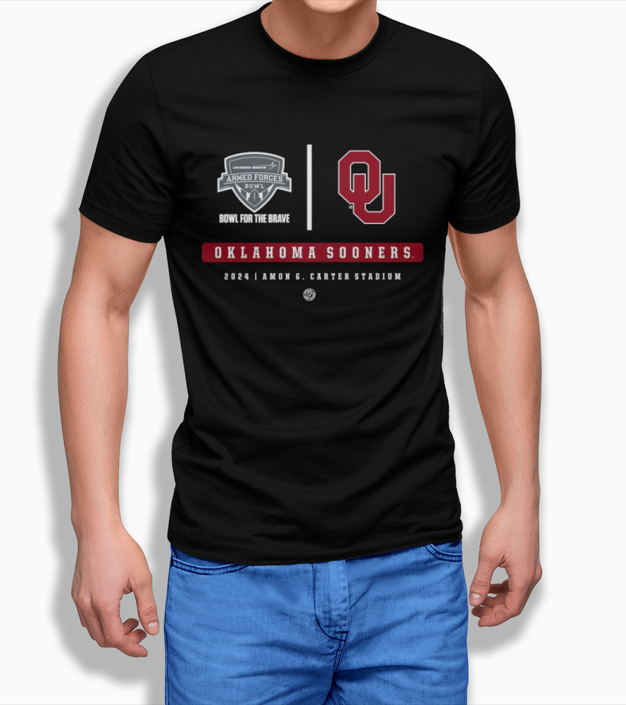 Oklahoma Sooners Armed Forces Bowl 2024 Amon G Carter Stadium Bowl For The Brave Shirt