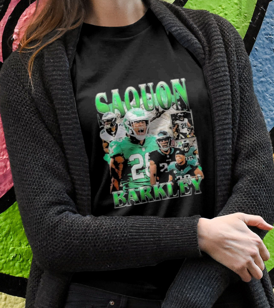 Saquon Barkley Players In Green And Black Jersey Collage Shirt