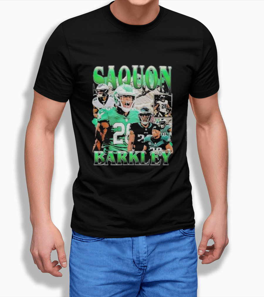 Saquon Barkley Players In Green And Black Jersey Collage Shirt