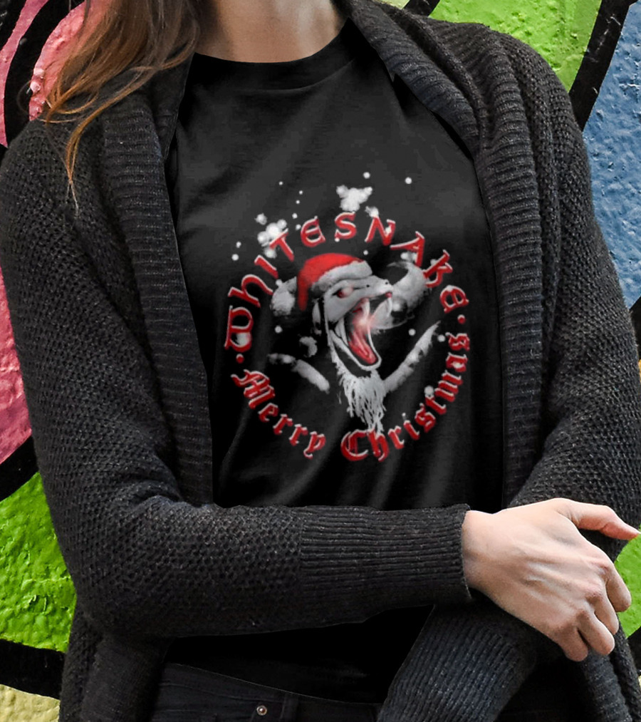 Whitesnake Merry Christmas Santa Snake With Snowflakes Shirt
