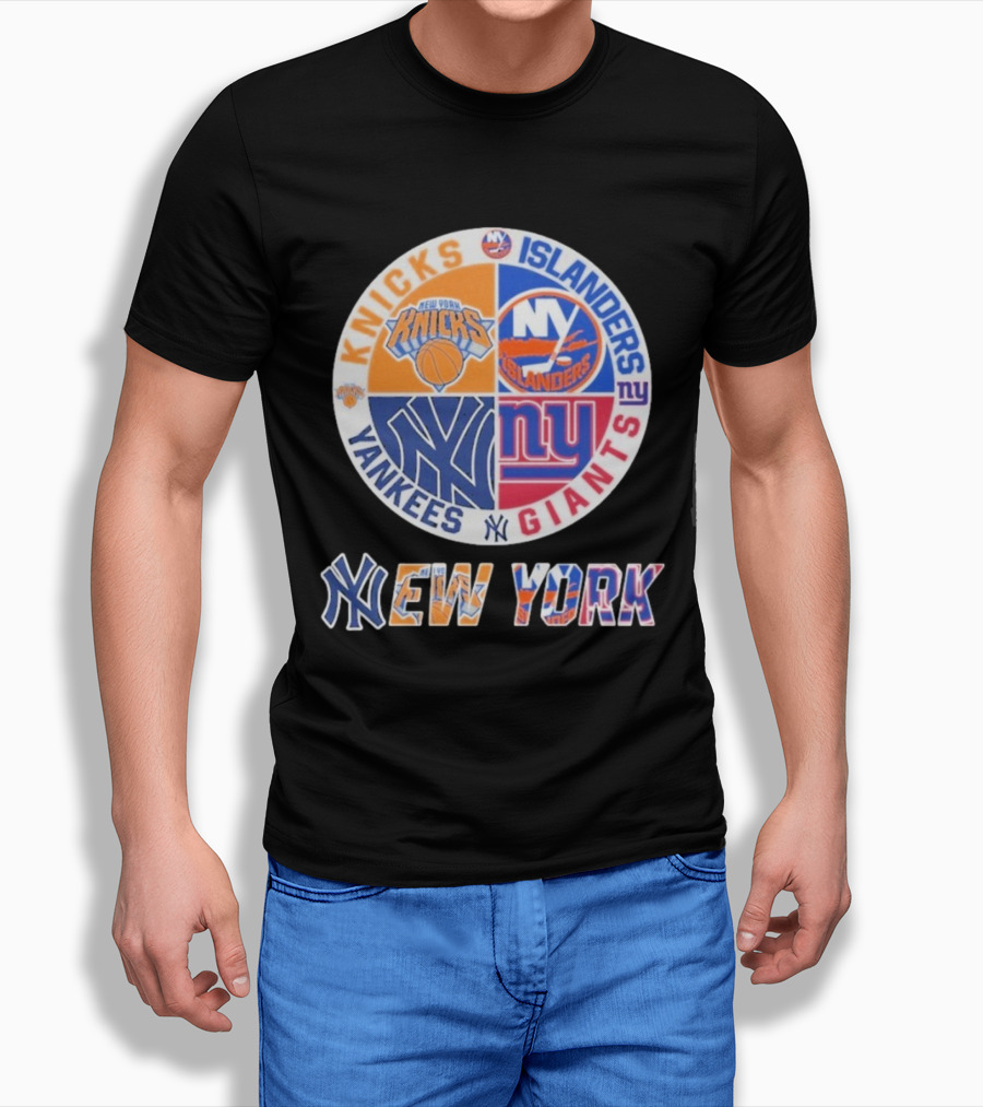 New York Knicks Islanders Yankees Giants Sports Fan Collection Shirt