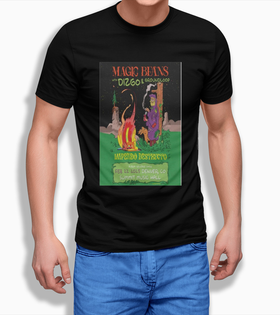 Magic Beans With Dizgo And Groundloop Impendo Destructo February 22 2025 Denver Co Summit Music Hall Album Release Show Shirt