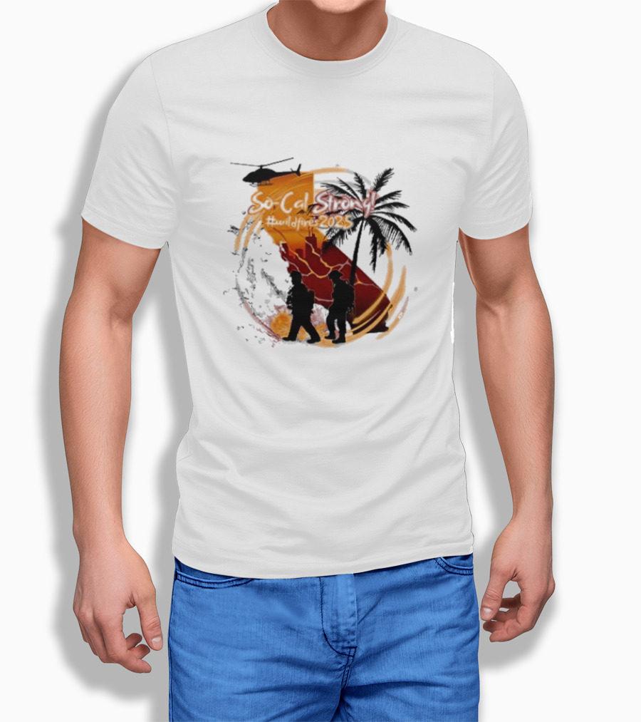 Socal Strong Wildfires2023 California Firefighters Helicopter Palm Tree Shirt