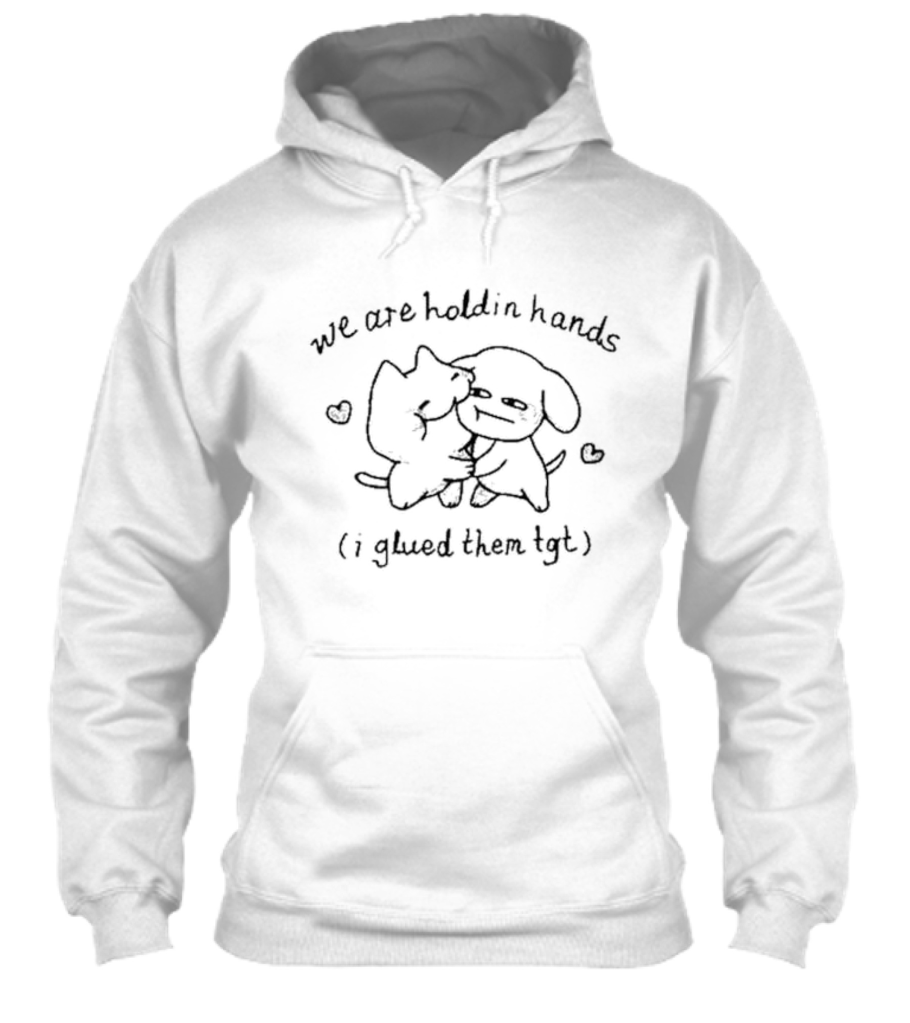 We Are Holdin Hands I Glued Them Tgt Two Cute Characters Hugging With Hearts Shirt