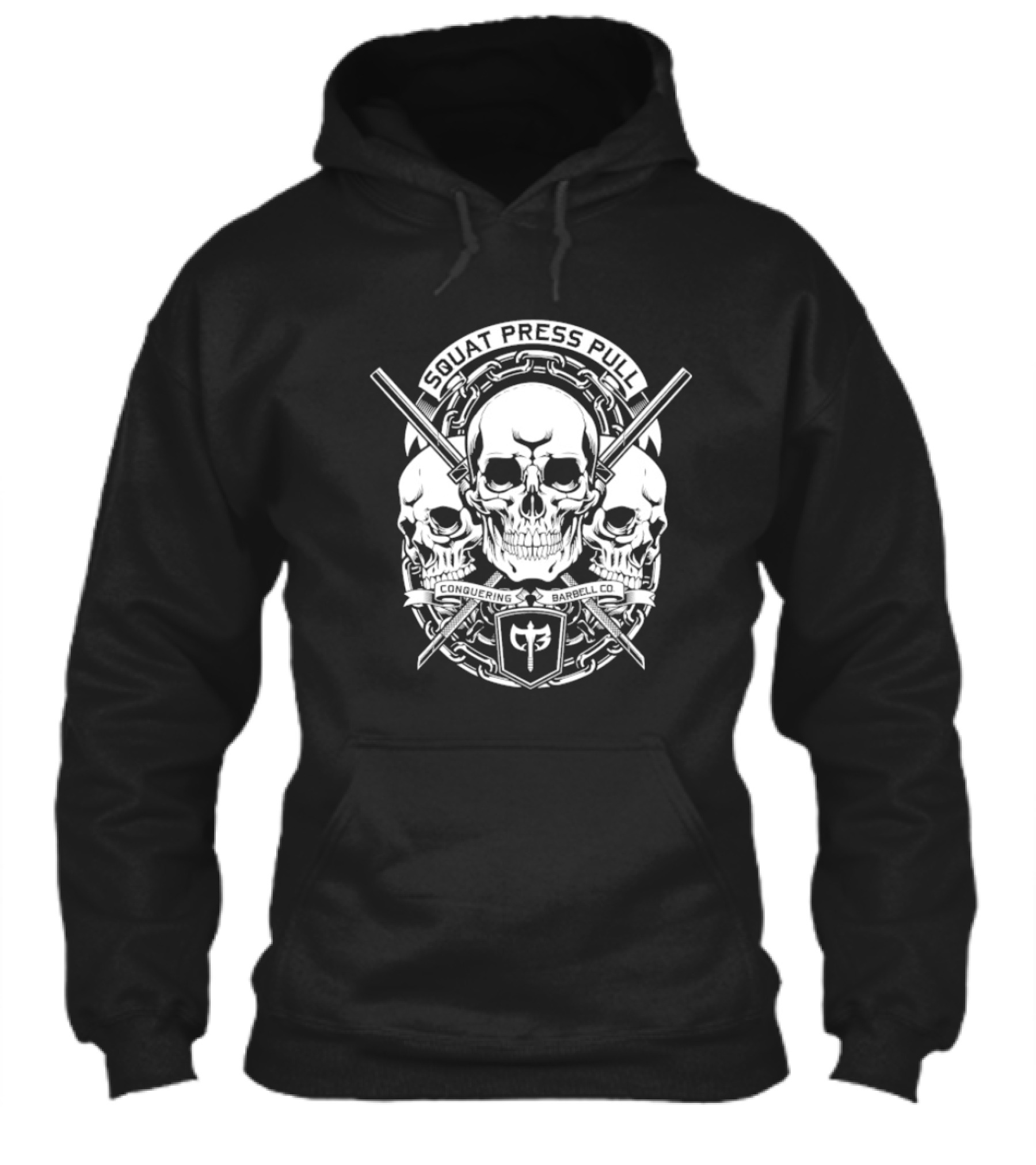 Squat Press Pull Barbell Skull Chain Conquer Fitness Shirt