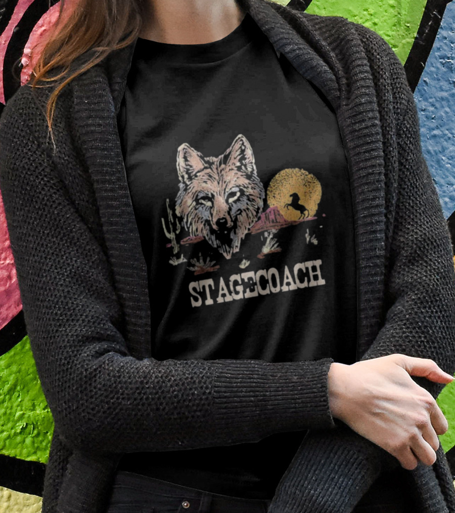 Stagecoach Lone Coyote Indio California 2025 Wolf Desert Scene Shirt